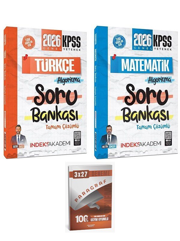 İndeks + Anla Kazan 2026 KPSS Türkçe + Matematik Algoritma Soru Bankası 2 li Set İndeks Akademi Yayıncılık