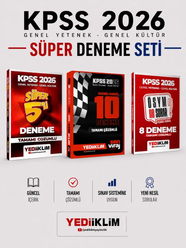 Yediiklim 2026 KPSS Genel Yetenek Genel Kültür Tamamı Çözümlü 23 lü Deneme Seti