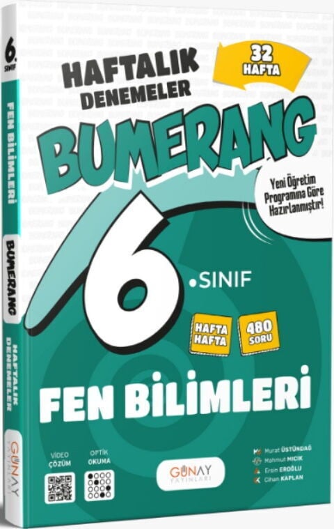 Günay Yayınları 6. Sınıf Fen Bilimleri Bumerang 32 Haftalık Denemeler