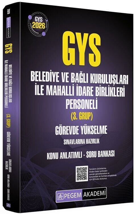 Pegem 2026 GYS Belediye ve Bağlı Kuruluşları ile Mahalli İdare Birlikleri 3. Grup Konu Anlatımlı Soru Bankası Görevde Yükselme Pegem Akademi Yayınları
