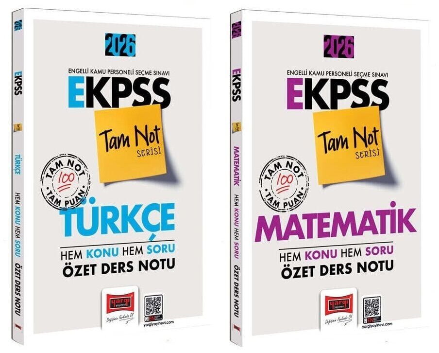 Yargı 2026 EKPSS Türkçe + Matematik Hem Konu Hem Soru Özet Ders Notu Tam Not Serisi 2 li Set Yargı Yayınları