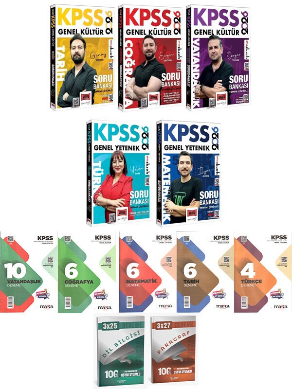 Yargı + Marka 2026 KPSS GY GK Lisans Tüm Dersler Soru + Deneme + Anla Kazan Deneme 12 li Set