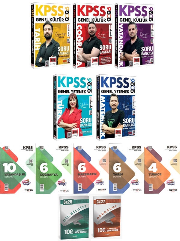 Yargı + Marka 2026 KPSS GY GK Lisans Tüm Dersler Soru + Deneme + Anla Kazan Deneme 12 li Set