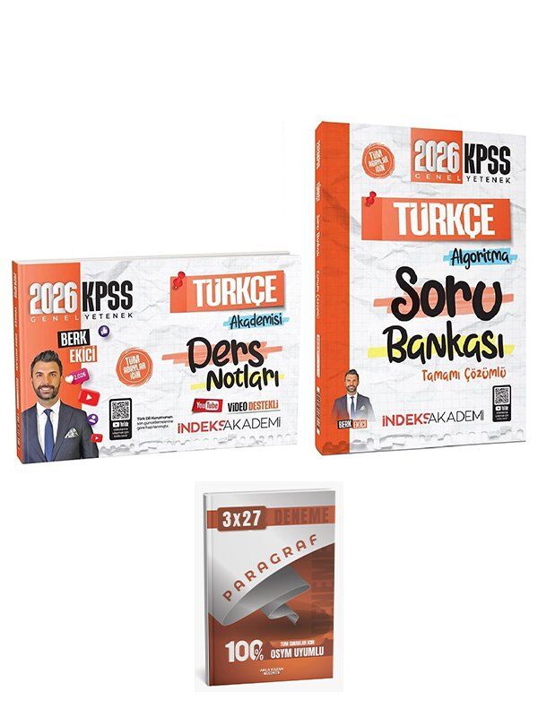 İndeks + Anla Kazan 2026 KPSS Türkçe Akademisi Video Ders Notları + Soru Bankası 2 li Set İndeks Akademi Yayıncılık