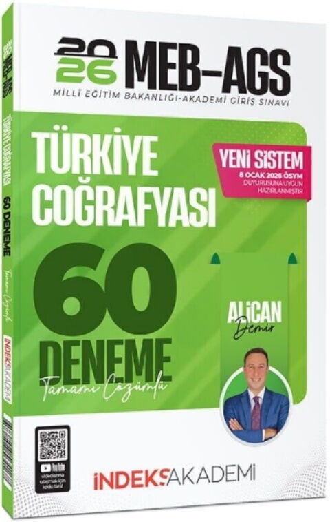 YENİ AGS - İndeks Akademi 2026 MEB-AGS Türkiye Coğrafyası 60 Deneme Çözümlü - Alican Demir İndeks Akademi Yayıncılık