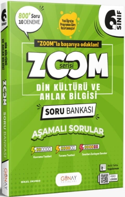 Günay Yayınları 6. Sınıf Din Kültürü ve Ahlak Bilgisi Zoom Serisi Soru Bankası