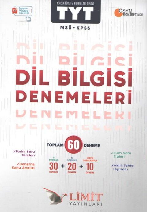 Limit YKS TYT KPSS MSÜ Dil Bilgisi 60 Deneme Limit Yayınları