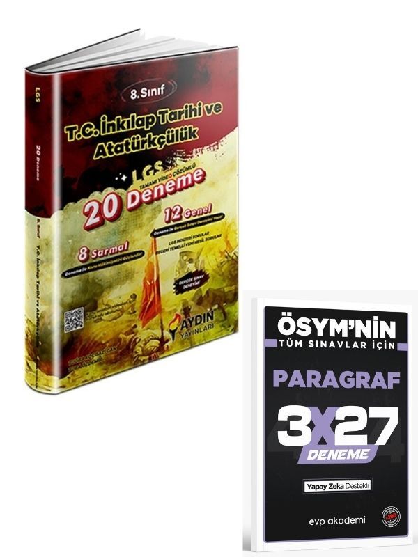 Aydın 2027 8. Sınıf LGS İnkılap Tarihi ve Atatürkçülük 20 Deneme+ EVP Akademi Paragraf
