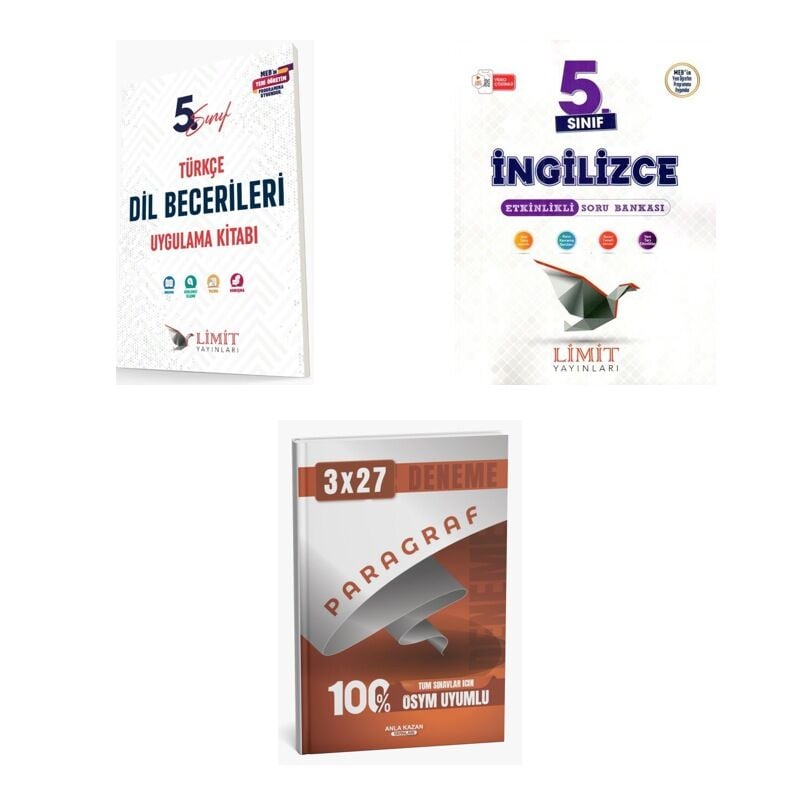 2027 Limit 5. Sınıf Türkçe Dil Becerileri Etkinlikleri + İngilizce Etkinlikli Soru + Ankapade 3'lü Set