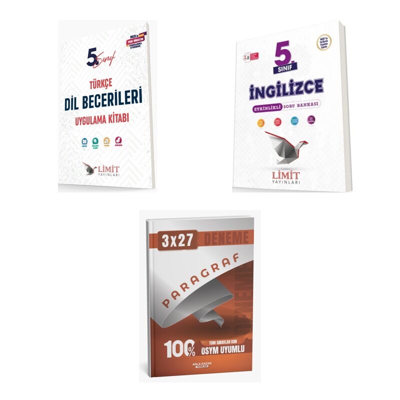 2027 Limit 5. Sınıf Türkçe Dil Becerileri Etkinlikleri + İngilizce Etkinlikli Soru + Ankapade 3'lü Set