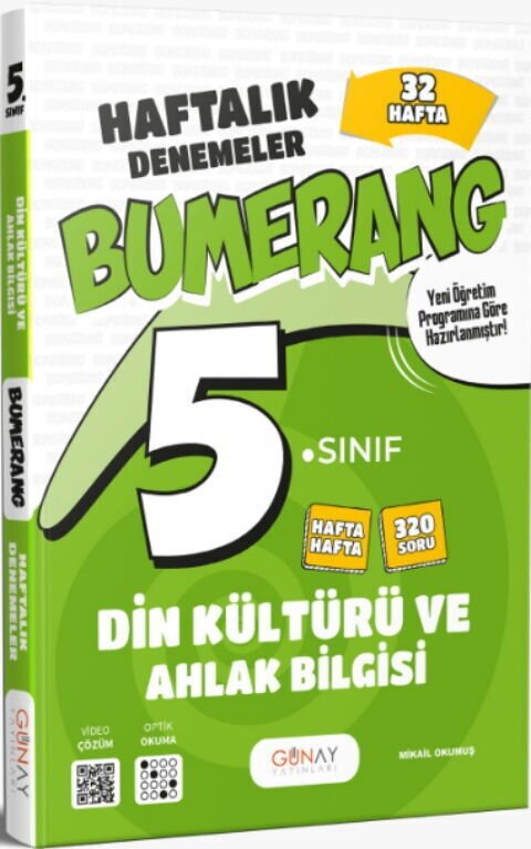 Günay Yayınları 5. Sınıf Din Kültürü ve Ahlak Bilgisi Bumerang 32 Haftalık Denemeleri
