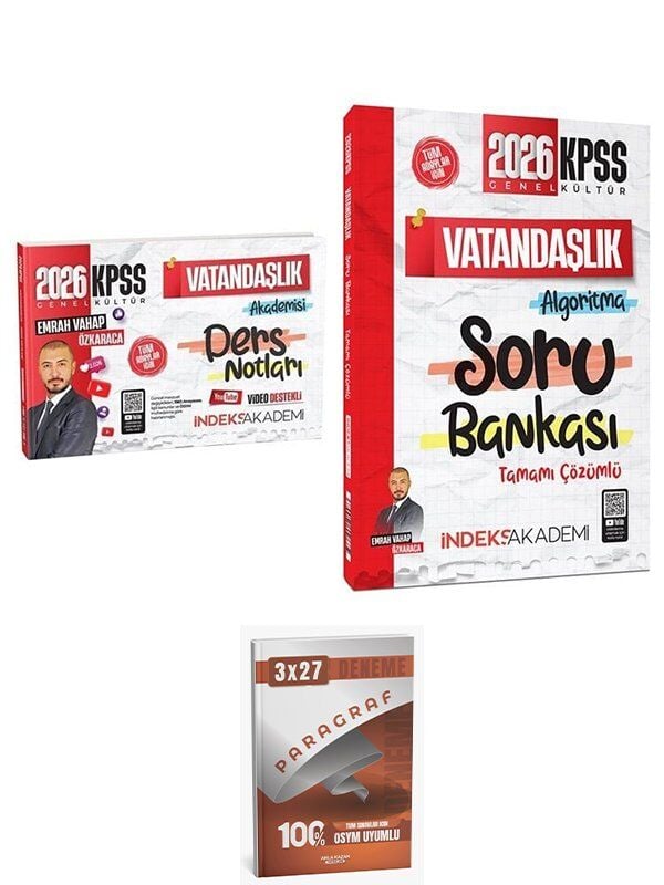İndeks + Anla Kazan 2026 KPSS Vatandaşlık Akademisi Video Ders Notları + Soru Bankası 2 li Set İndeks Akademi Yayıncılık