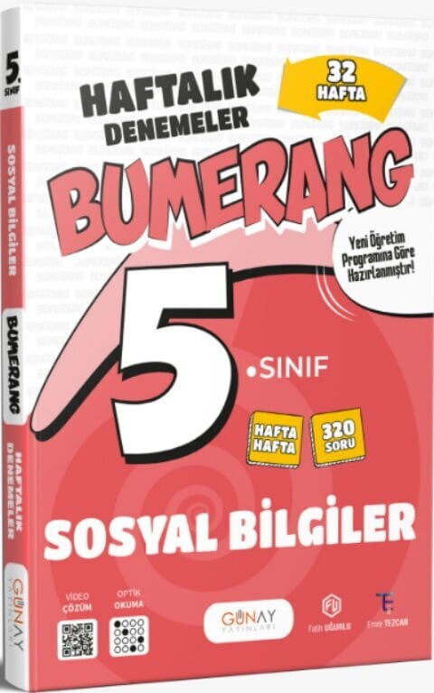 Günay Yayınları 5. Sınıf Sosyal Bilgiler Bumerang 32 Haftalık Denemeleri