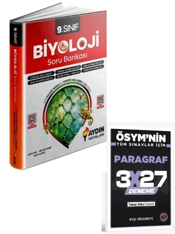 Aydın 2027 9. Sınıf Biyoloji Soru Bankası+ EVP Akademi Paragraf