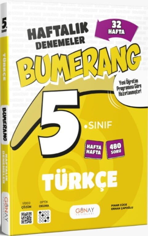 Günay Yayınları 5. Sınıf Türkçe Bumerang 32 Haftalık Denemeleri