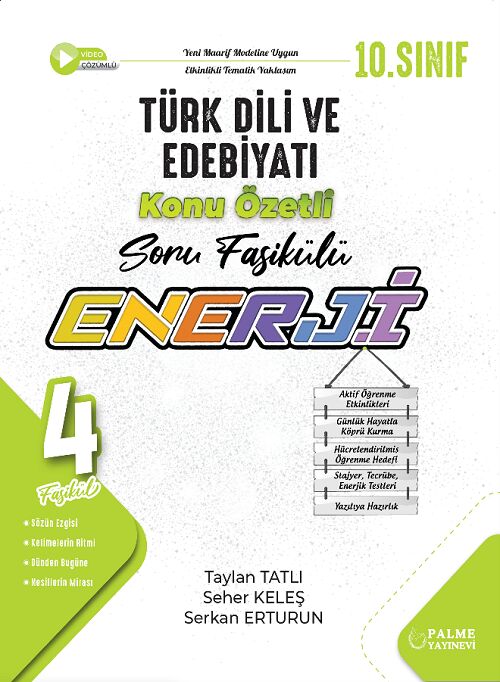 Palme 10. Sınıf Türk Dili ve Edebiyatı Enerji Konu Özetli Soru Fasikülleri Palme Yayınları