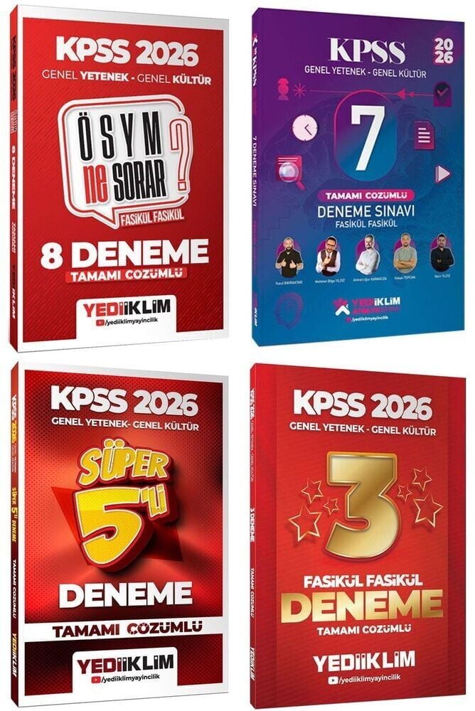 Yediiklim 2026 KPSS Genel Yetenek Genel Kültür 23 Deneme 4 lü Set Yediiklim Yayınları