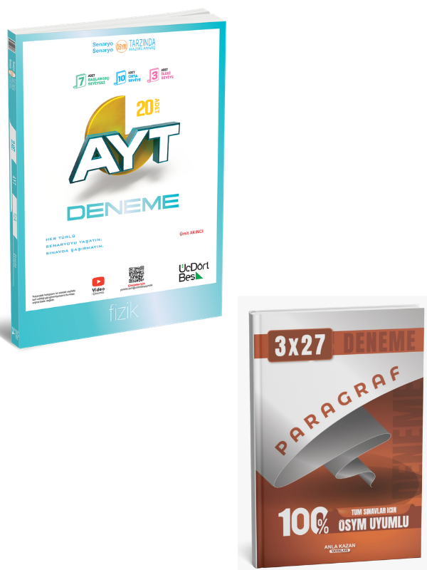 ÜçDörtBeş 2027 AYT Fizik 20 Deneme+ Anla Kazan Paragraf