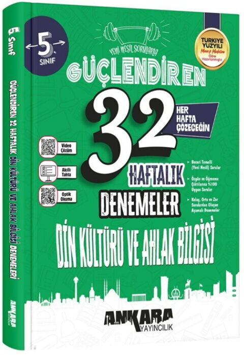 2027 Ankara Yayıncılık 5. Sınıf Din Kültürü ve Ahlak Bilgisi 32 Haftalık Güçlendiren Denemeleri