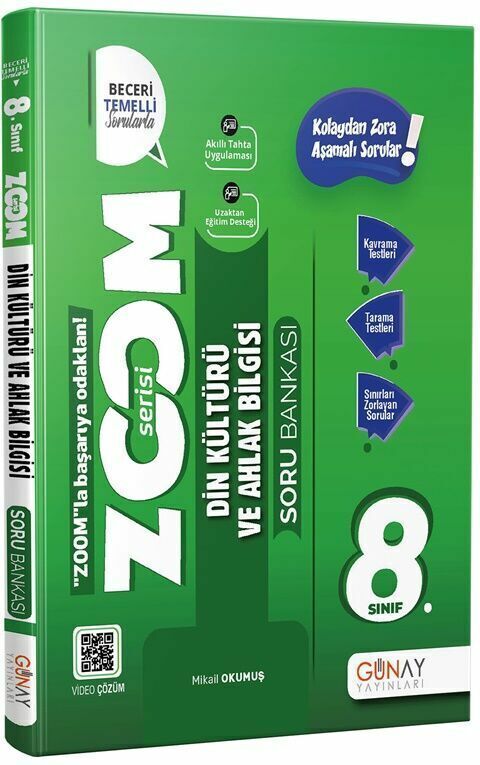 Günay Yayınları 8. Sınıf Din Kültürü ve Ahlak Bilgisi Yeni Zoom Soru Bankası