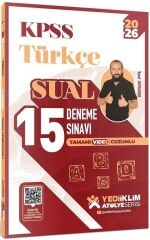 Yediiklim 2026 KPSS Türkçe Sual 15 Deneme Atölye Serisi Çözümlü - Yusuf Bayraktar Yediiklim Yayınları