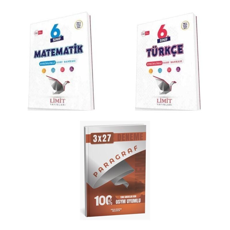 2027 Limit 6. Sınıf Etkinlikli Matematik + Türkçe Soru + anla kazan paragraf deneme 3'lü Set