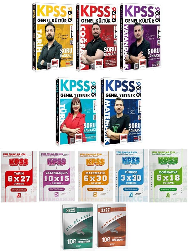 Yargı + Bigelio 2026 KPSS GYGK Lisans Tüm Dersler Soru + Deneme + Anla Kazan Deneme 12 li Set