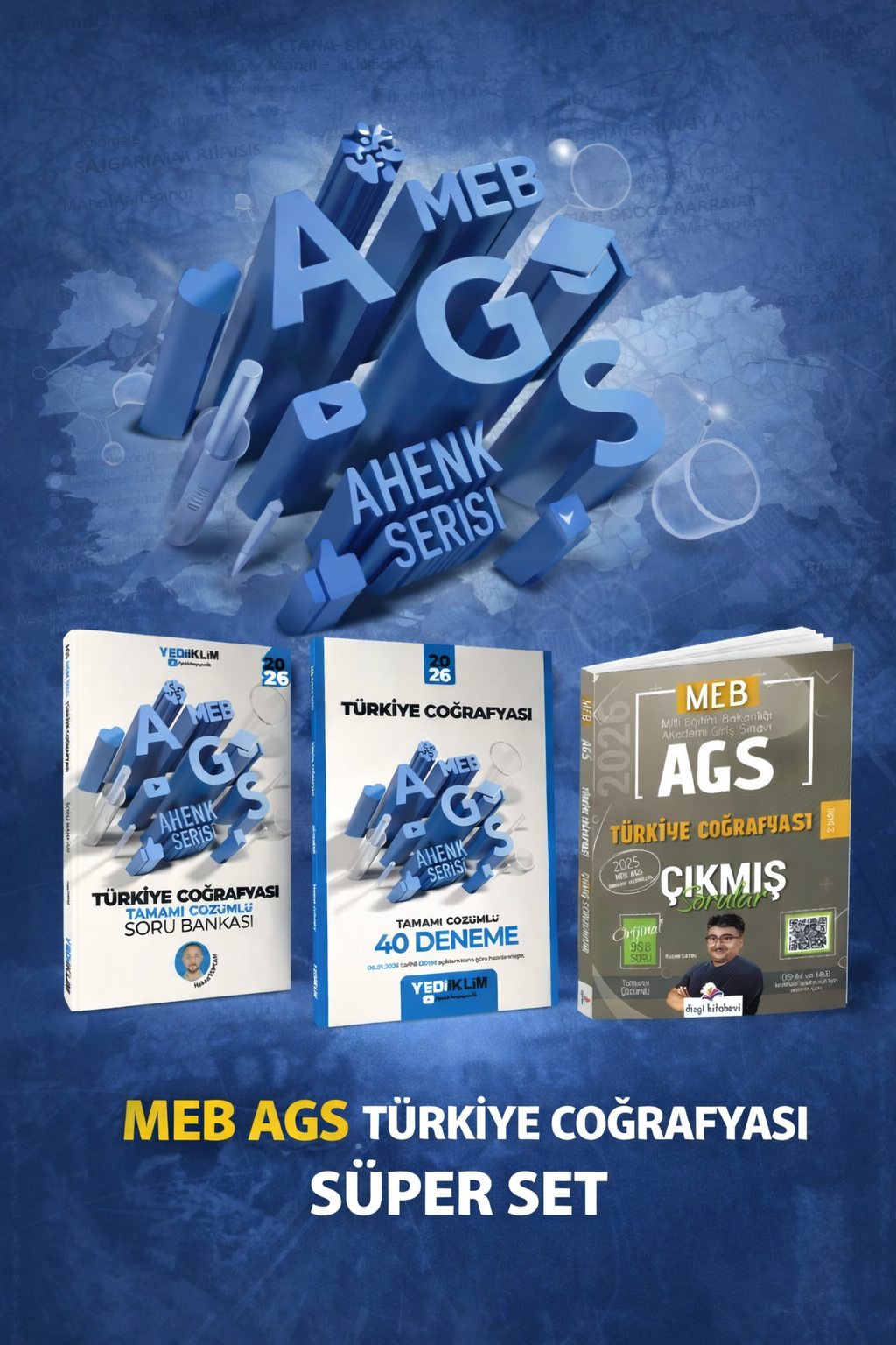 Yediiklim 2026 MEB AGS Türkiye Coğrafyası Soru Bankası & Türkiye Coğrafyası Deneme & Türkiye Coğrafyası Çıkmış Sorular Dizgi Kitap Seti