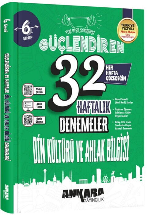 2027 Ankara Yayıncılık 6. Sınıf Din Kültürü ve Ahlak Bilgisi 32 Haftalık Güçlendiren Denemeleri