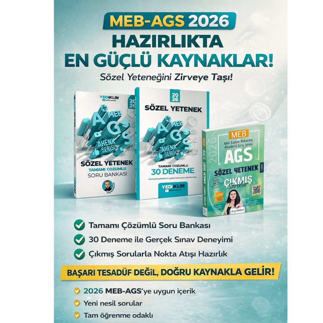 Yediiklim 2026 MEB AGS Sözel Yetenek Soru Bankası & MEB AGS  Sözel Yetenek 30 Deneme & MEB AGS Sözel Yetenek Çıkmış Sorular Dizgi Kitap Seti