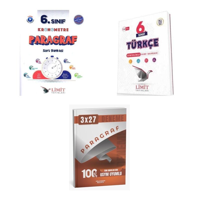 2027 Limit 6. Sınıf Paragraf Kronometre + Türkçe Etkinlikli Soru + anla kazan paragraf deneme 3'lü Set