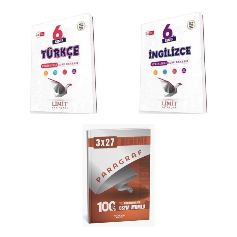 2027 Limit 6. Sınıf Etkinlikli Türkçe + İngilizce Soru + anla kazan paragraf deneme 3'lü Set