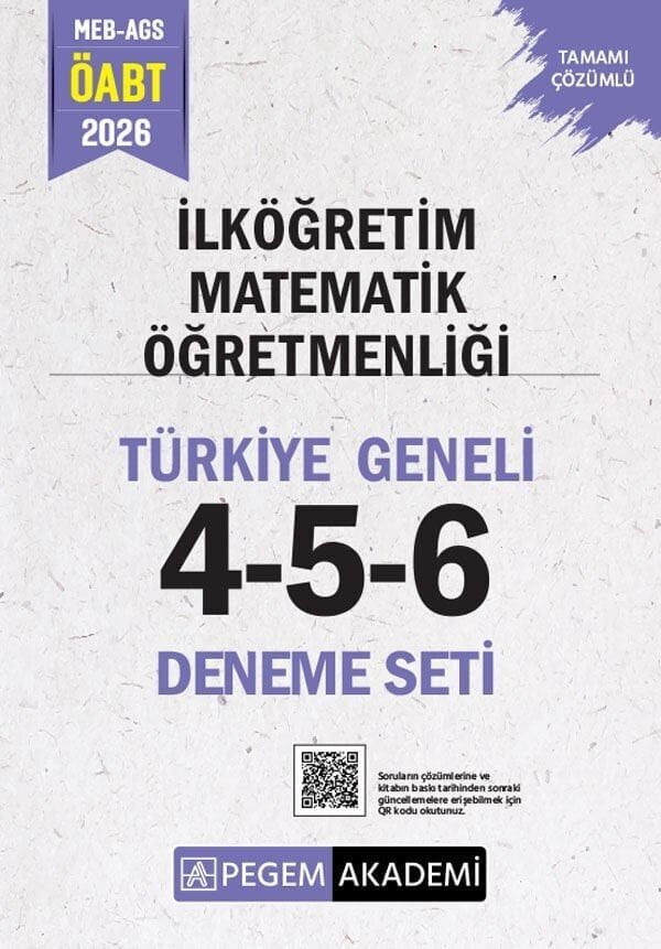 Pegem 2026 ÖABT MEB-AGS İlköğretim Matematik Öğretmenliği Türkiye Geneli 3 Deneme (4-5-6) Pegem Akademi Yayınları