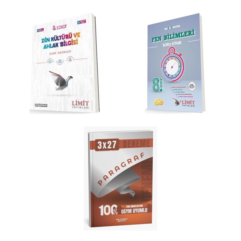 2027 Limit 8. Sınıf Din Kültürü ve Ahlak Bilgisi + Fen Kronometre Bilimleri Soru + Ankapade 3'lü Set