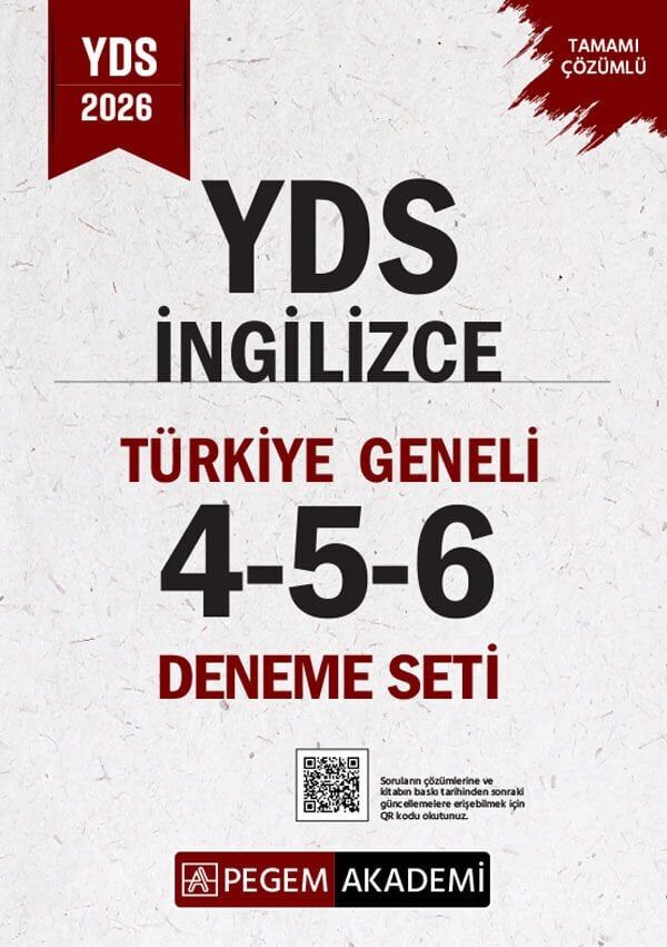 Pegem 2026 YDS İngilizce Türkiye Geneli 3 Deneme Çözümlü (4-5-6) Pegem Akademi Yayınları
