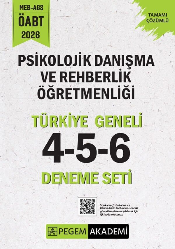 Pegem 2026 ÖABT MEB-AGS Psikolojik Danışmanlık ve Rehber Öğretmenlik Türkiye Geneli 3 Deneme (4-5-6) Pegem Akademi Yayınları