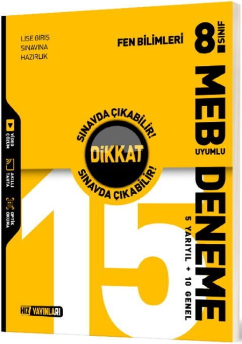 Hız Yayınları 8. Sınıf Fen Bilimleri Dikkat Sınavda Çıkabilir 15 Deneme Hız Yayınları