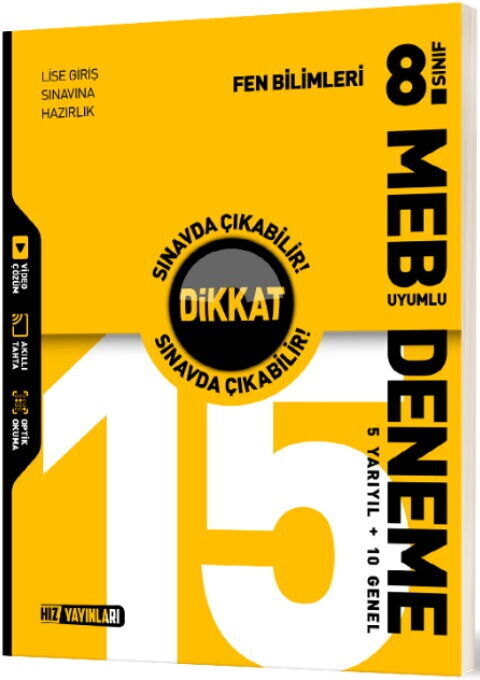 Hız Yayınları 8. Sınıf Fen Bilimleri Dikkat Sınavda Çıkabilir 15 Deneme Hız Yayınları