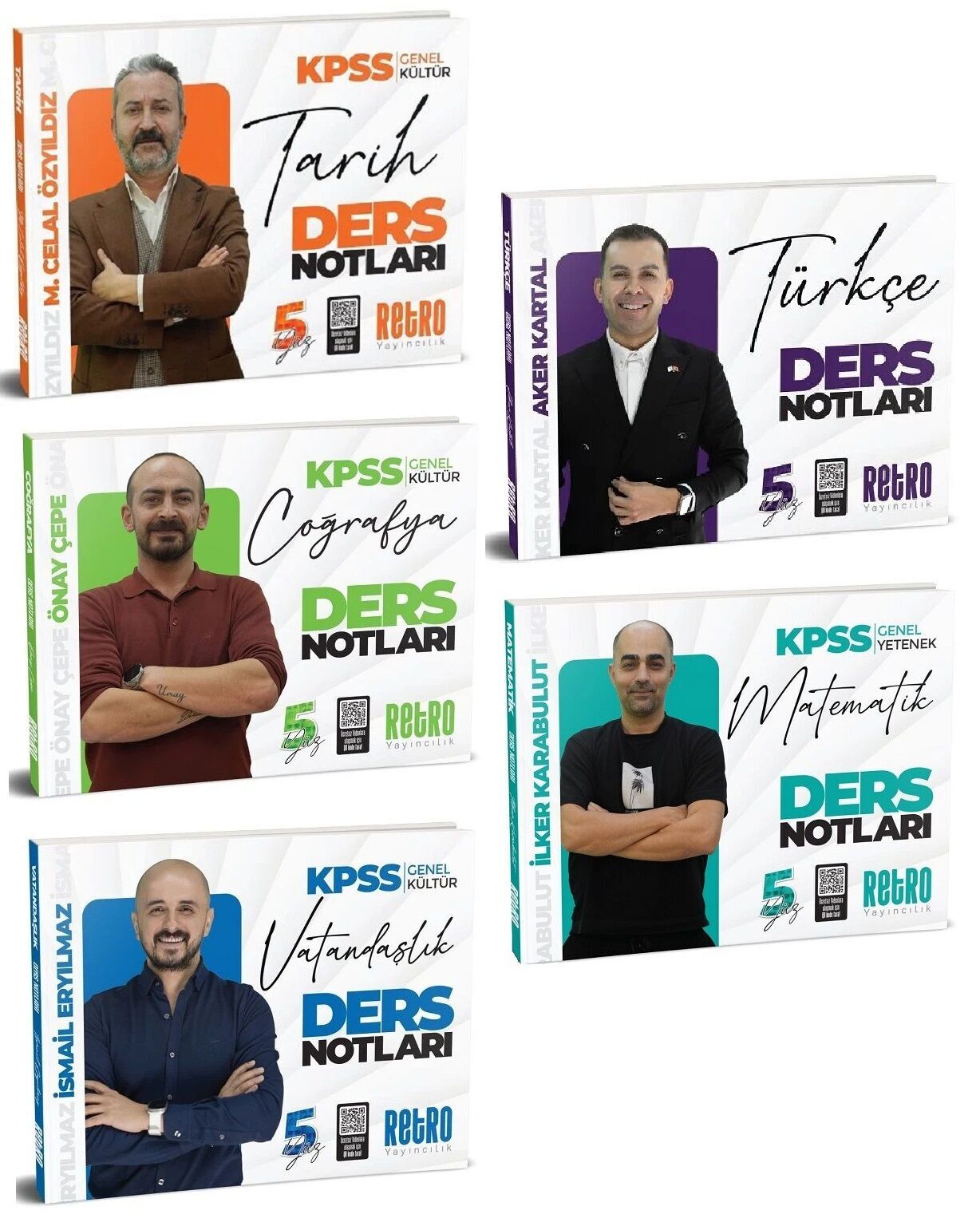 Retro 2026 KPSS Genel Yetenek Genel Kültür 5Yüz Ders Notları 5 li Set Retro Yayıncılık