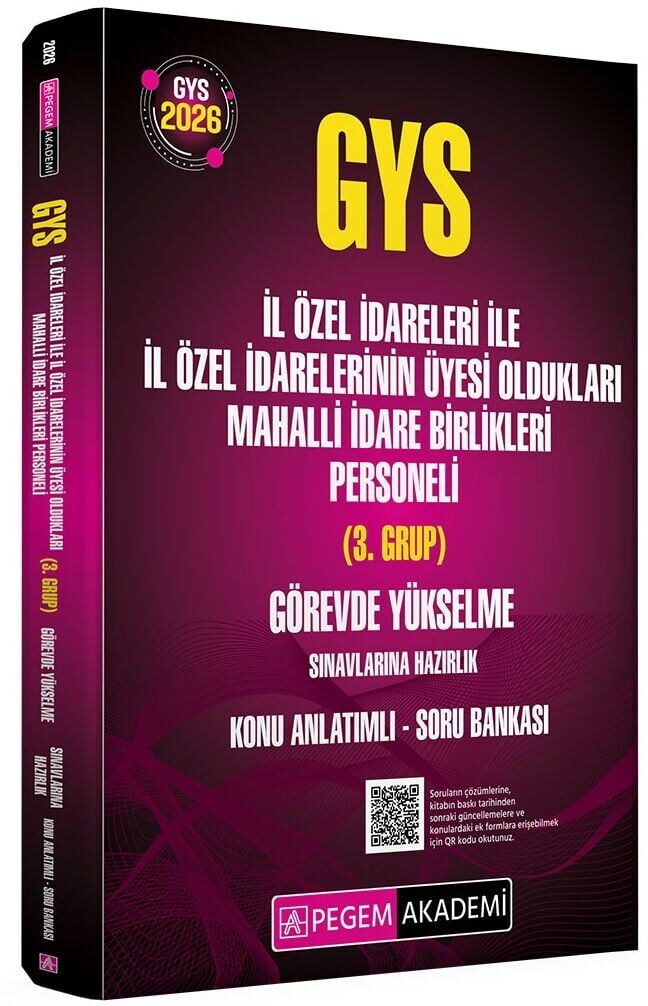 Pegem 2026 GYS İl Özel İdareleri ile İl Özel İdarelerinin Üyesi Oldukları Mahalli İdare Birlikleri Personeli 3. Grup Konu Anlatımlı Soru Bankası Görevde Yükselme Pegem Akademi Yayınları