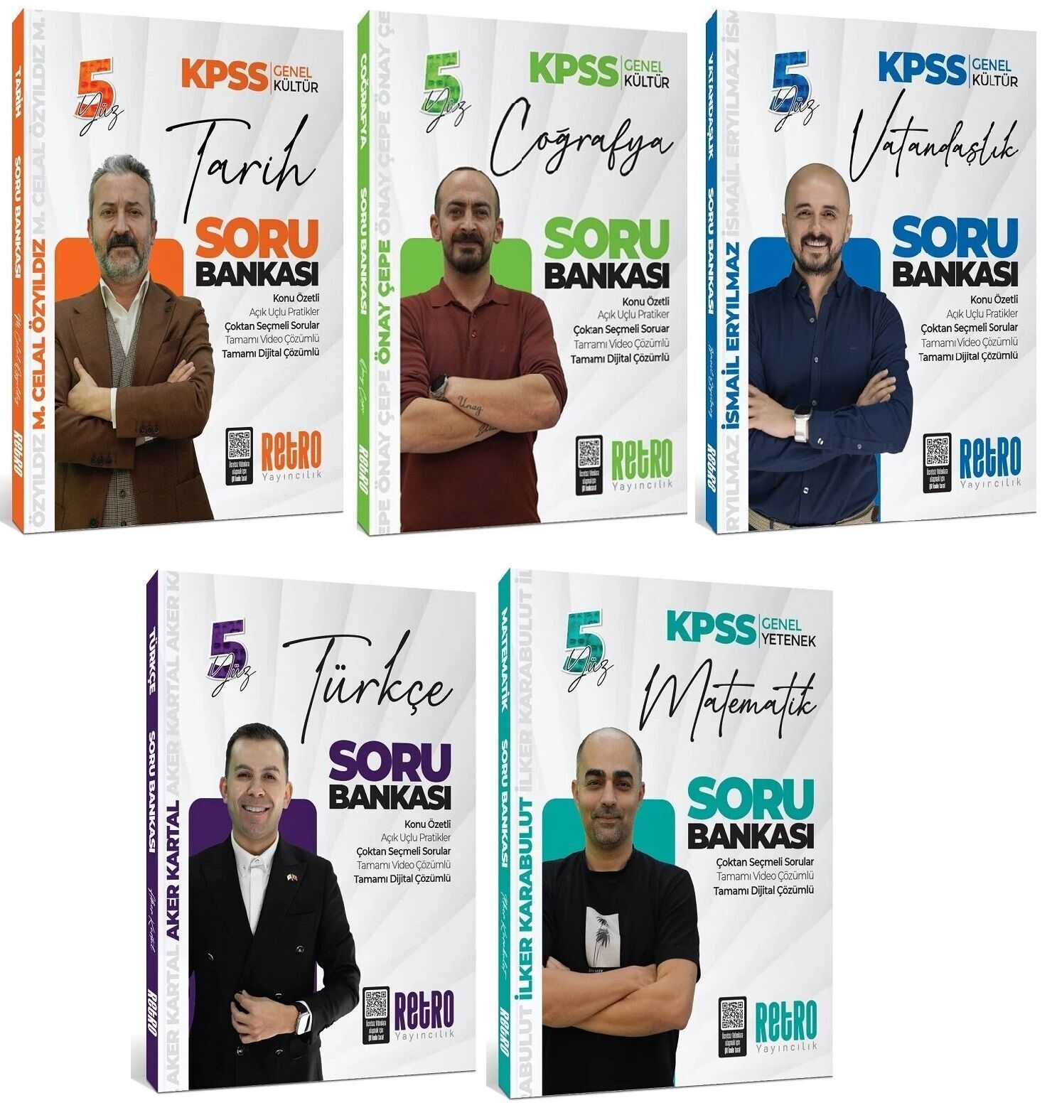 Retro 2026 KPSS Genel Yetenek Genel Kültür 5Yüz Soru Bankası 5 li Set Retro Yayıncılık