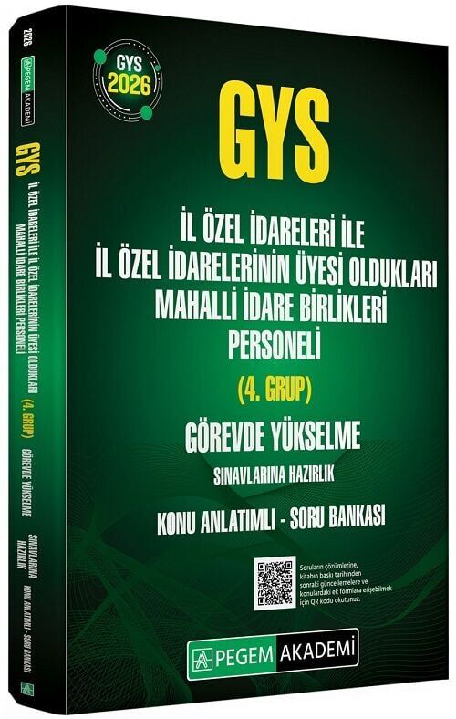 Pegem 2026 GYS İl Özel İdareleri ile İl Özel İdarelerinin Üyesi Oldukları Mahalli İdare Birlikleri Personeli 4. Grup Konu Anlatımlı Soru Bankası Görevde Yükselme Pegem Akademi Yayınları