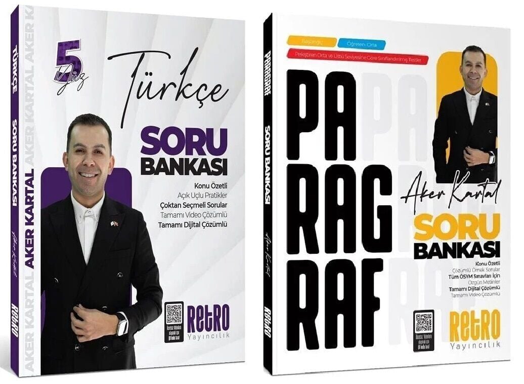 Retro 2026 KPSS Türkçe 5Yüz Ders Notları + Paragraf Soru Bankası 2 li Set - Aker Kartal Retro Yayıncılık