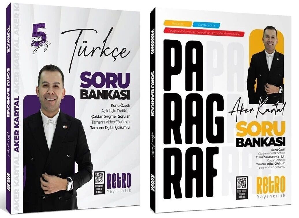 Retro 2026 KPSS Türkçe 5Yüz Ders Notları + Paragraf Soru Bankası 2 li Set - Aker Kartal Retro Yayıncılık