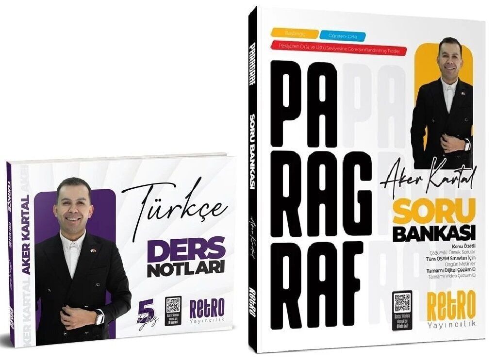Retro 2026 KPSS Türkçe 5Yüz Ders Notları + Paragraf Soru Bankası 2 li Set - Aker Kartal Retro Yayıncılık