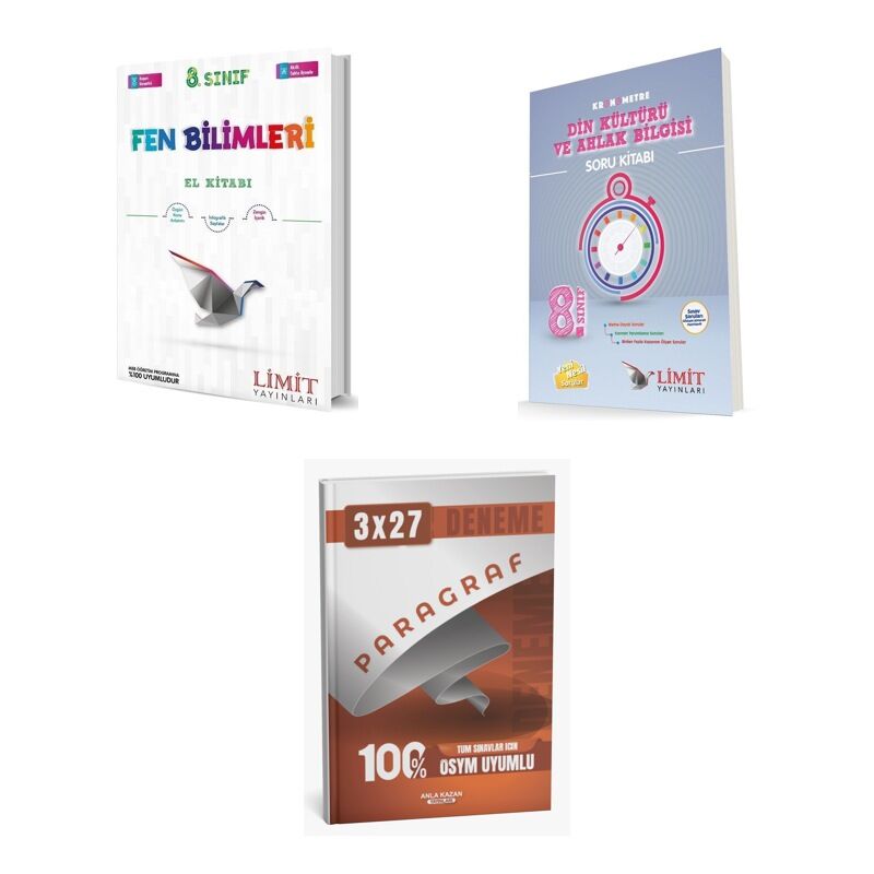 2027 Limit 8. Sınıf Fen Bilimleri El Kitabı + Din Kronometre Kültürü ve Ahlak Bilgisi Soru + Ankapade 3'lü Set