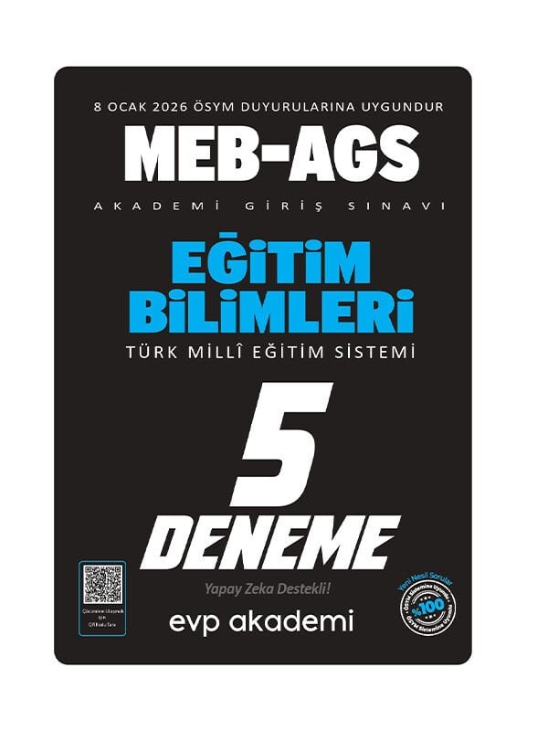 YENİ AGS - EVP Akademi Eğitim Bilimleri ve Türk Milli Eğitim Sistemi 5 Deneme Çözümlü