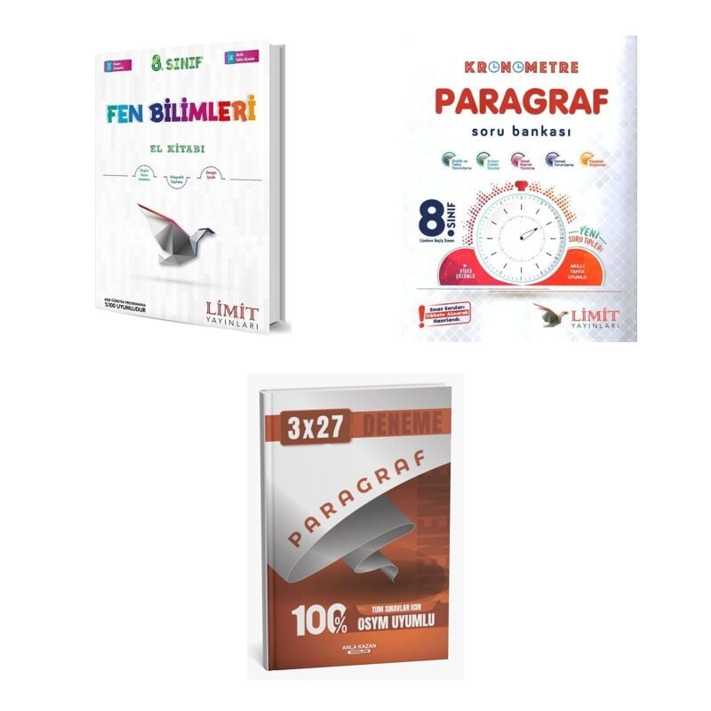 2027 Limit 8. Sınıf Fen Bilimleri El Kitabı + Paragraf LGS Kronometre Soru + anla kazan paragraf deneme 3'lü Set