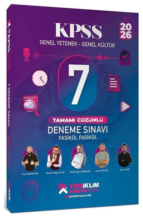 Yediiklim 2026 KPSS Genel Yetenek Genel Kültür Atölye 7 Deneme Fasikül Çözümlü Yediiklim Yayınları