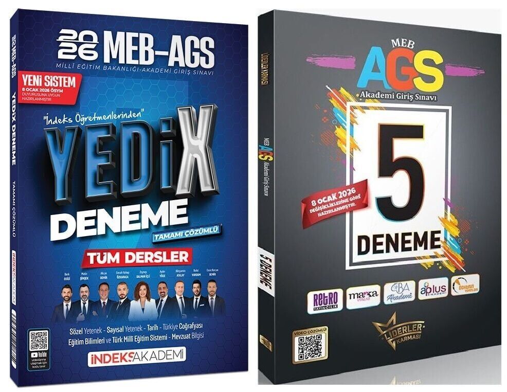 YENİ AGS - İndeks + Liderler Karması 2026 MEB-AGS Tüm Dersler YediX 7+5 Deneme 2 li Set İndeks Akademi + Liderler Karması Yayıncılık